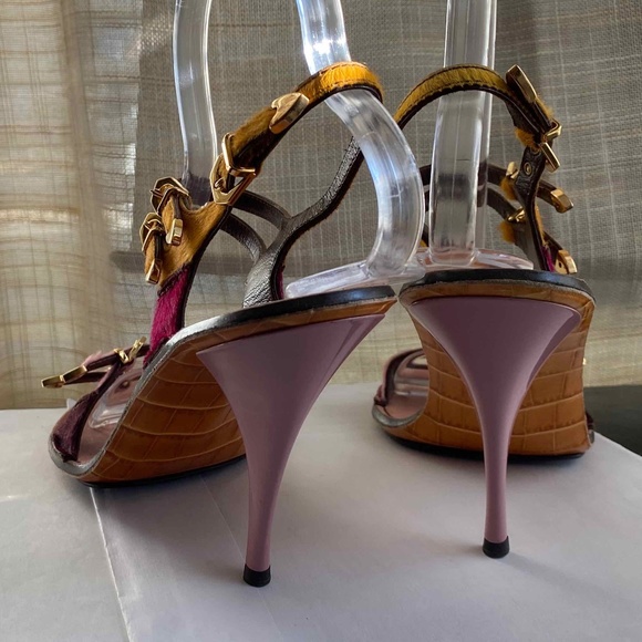 Louis Vuitton heels- slingbacks adjustable buckle size 39-9 exotic leather 39-9 - Picture 5 of 10